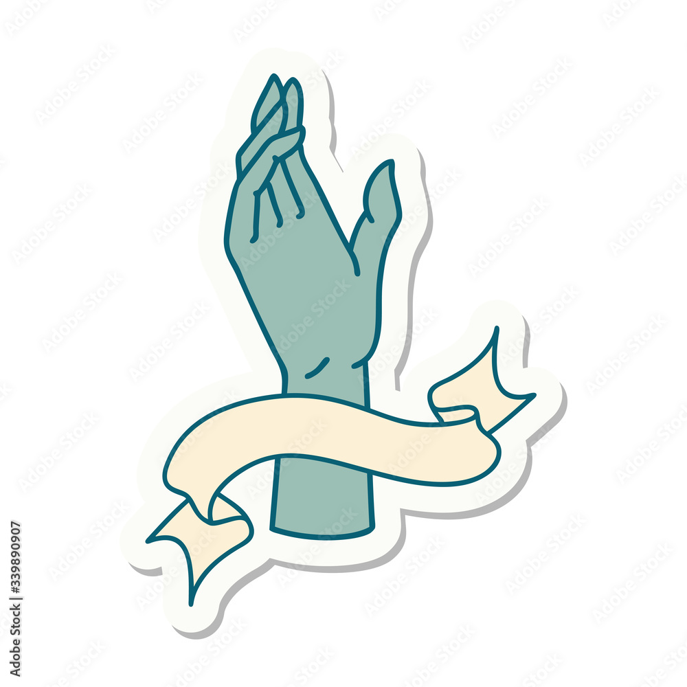 Obraz premium tattoo sticker with banner of a hand