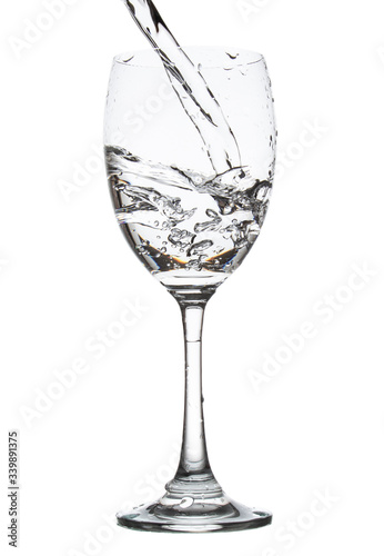 pouring glass water isolated on white background clipping path
