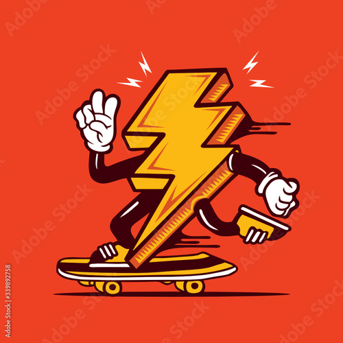 Skater Lighting Bold Skateboarding Character Design