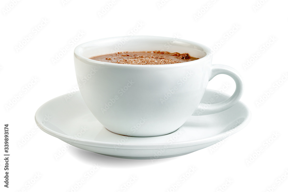hot chocolate with coffee cup isolated on white background ,include clipping path hot chocolate with coffee cup isolated on white background ,include clipping path