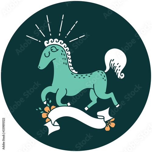 icon of tattoo style prancing stallion