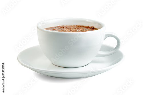 hot chocolate with coffee cup isolated on white background ,include clipping path