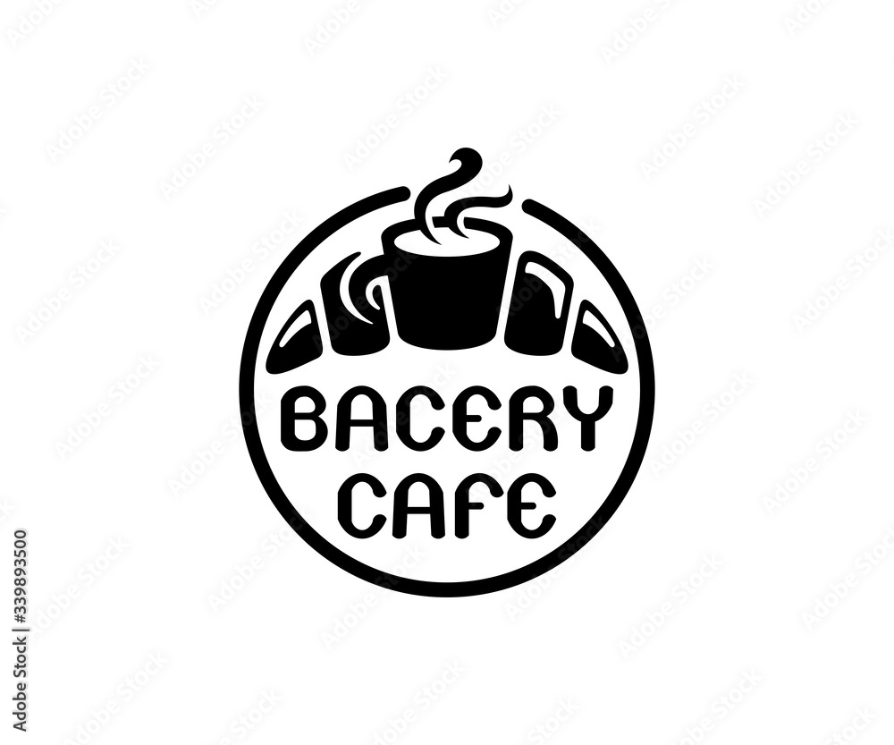 Fototapeta Bakery cafe, bakehouse logo design or label. Home baking, sweet food and bake, vector design and illustration