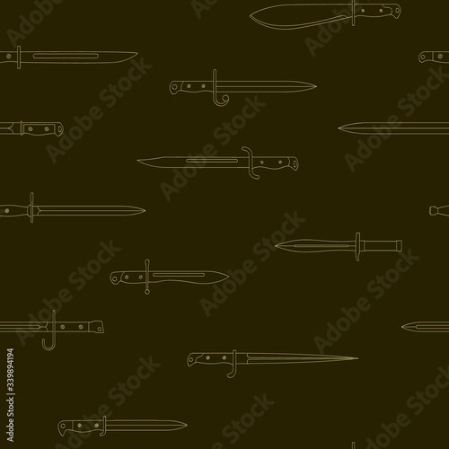 Seamless vector pattern with bayonet knives
