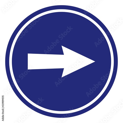 Traffic sign, commanded direction of travel, vector icon