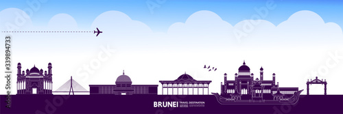 Brunei  travel destination grand vector illustration. 