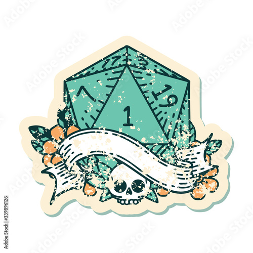 natural one d20 dice roll illustration