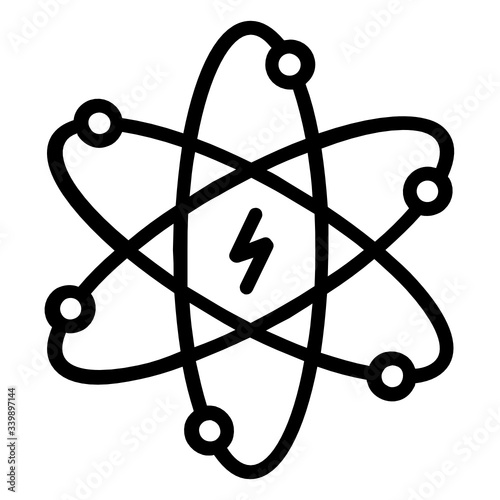 Electric Atom Sign Vector Icon design, Nuclear Power Science on white background glyph 