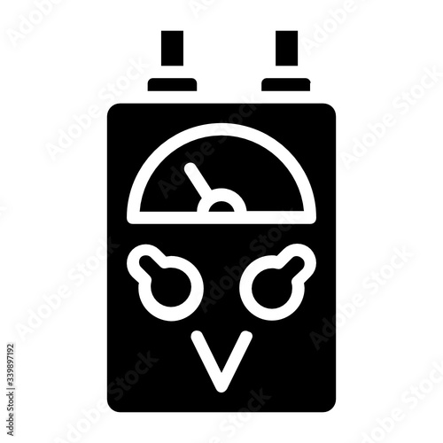Power Volt Meter Concept, Current measurment device Vector icon design, high accuracy and user self-calibration relative loss measurements with 2 connector on white background glyph 