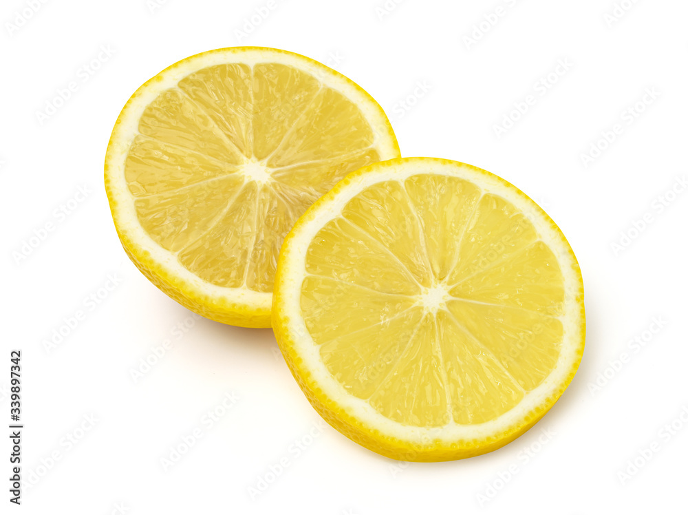 Lemon and sliced lemons fruit isolated on white background,with clipping path.
