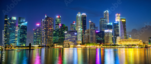 Singapore city skyline panorama at night