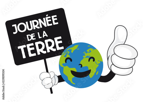Journée de la terre, planète heureuse pouce en haut