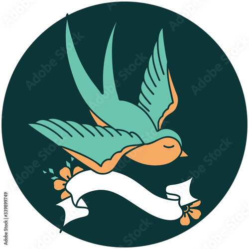 icon with banner of a swallow