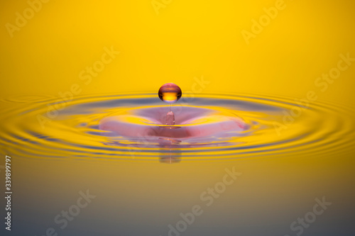 water drop on yellow background