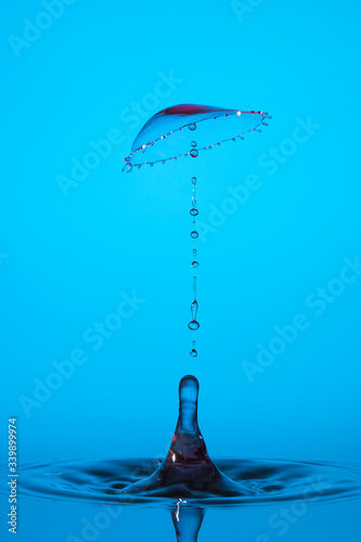 water drop collision on blue background