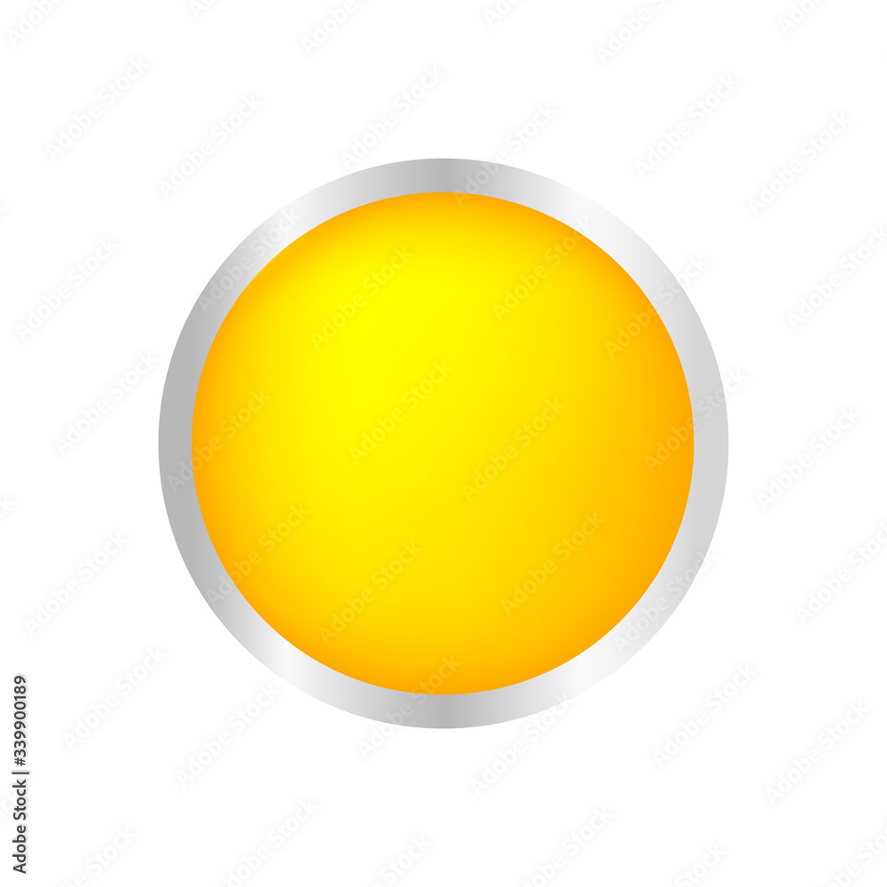 button circle shape yellow for buttons games play isolated on white, yellow modern buttons simple and convex, sphere button yellow flat style icon sign for applications, buttons round for website app