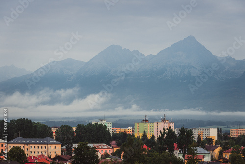 View of the High Tatras mountain range from Poprad. Slovakia. Europe. 