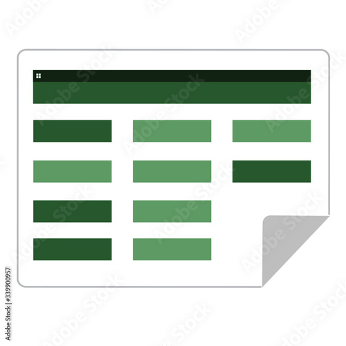 Flat vector icon of financial spread sheet. Business accounting document.