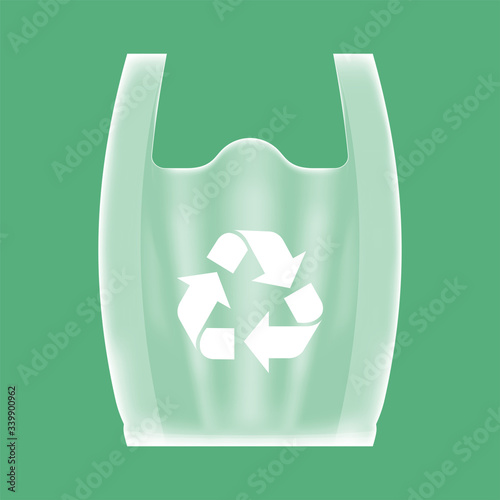 bag plastic clear with recycle symbol white, compostable clear plastic bags, eco plastic handle bag transparent, illustration bag for ecological conservation concept, bag plastic clear and transparent