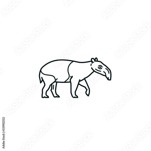 Malayan Tapir vector line icon