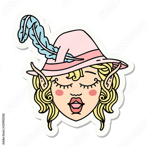 elf bard character face sticker