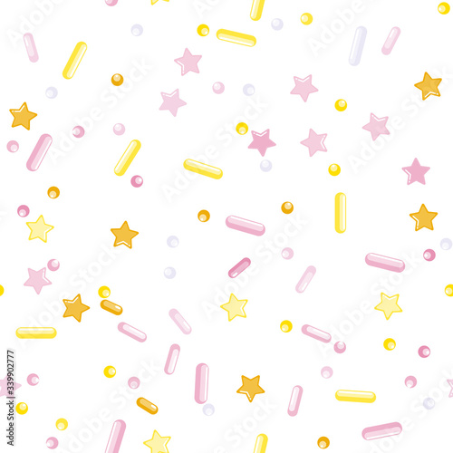 Sprinkle Cupcake Donut Topping. Seamless Pattern 