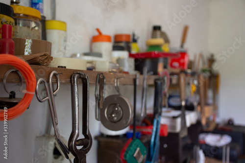 Close look at the tools and equipments in the workshop