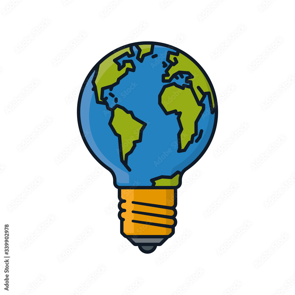 Earth in a lightbulb isolated vector illustration for Earth Day Earth in a lightbulb isolated vector illustration for Earth Day