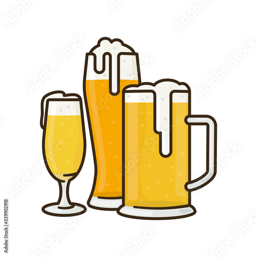 Variety of beer glasses isolated vector illustration for German Beer Day