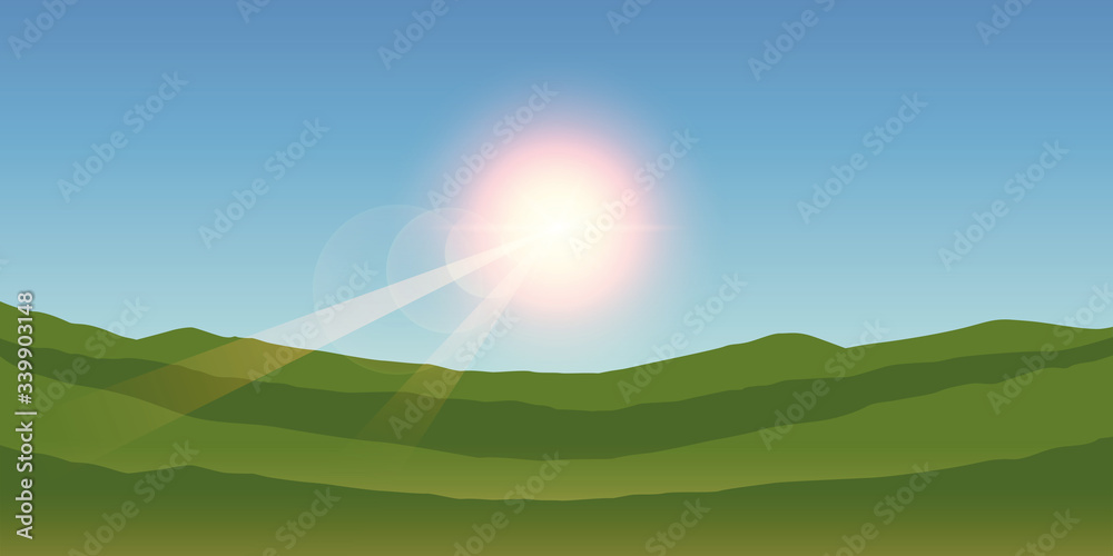 mountain landscape on a sunny day in summer vector illustration EPS10