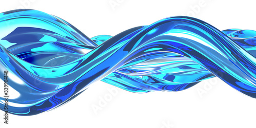 Blue water wave on white background. Clean crystal liquid