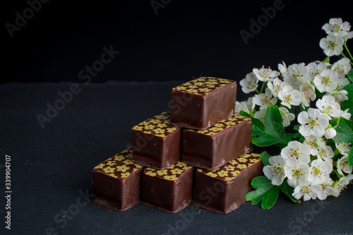 chocolate bar withflowers photo