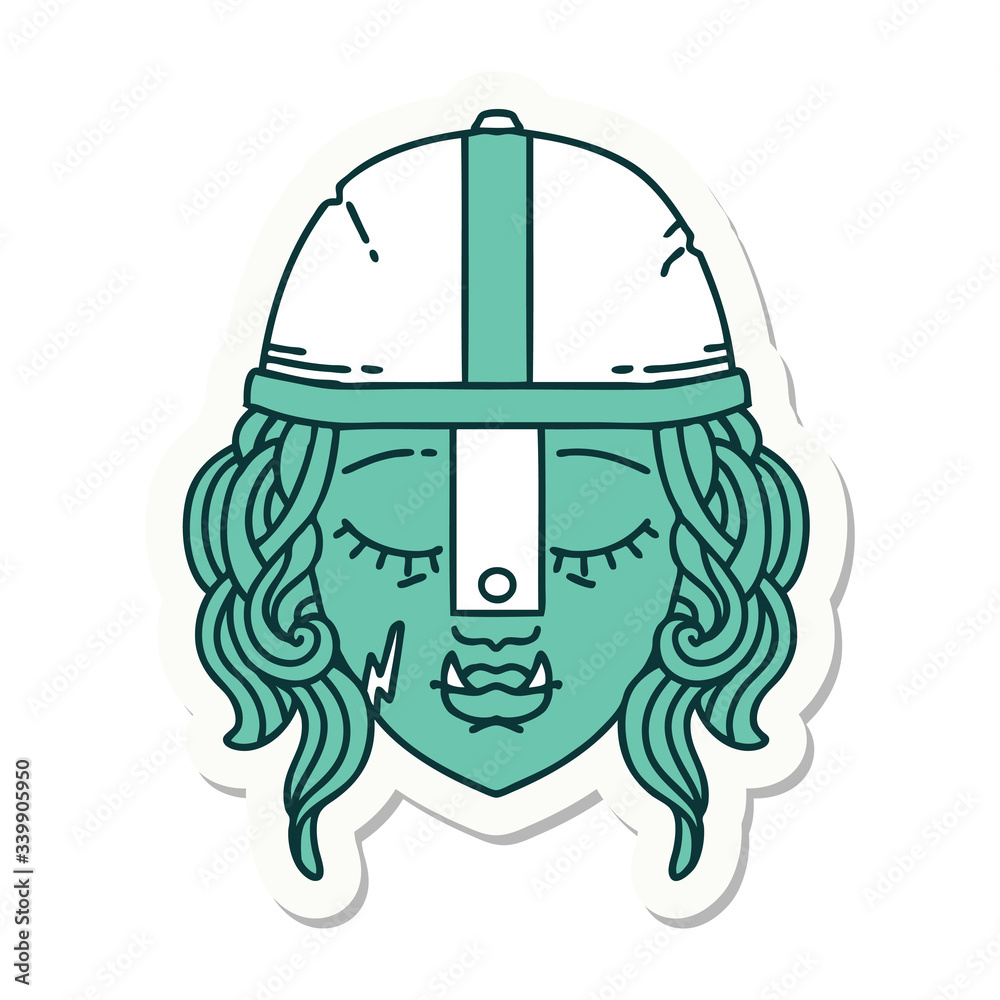 orc fighter character face sticker
