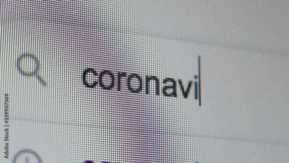 Coronavirus search bar extreme close-up typing text box. Macro Coronavirus search bar extreme close-up typing text box. Macro