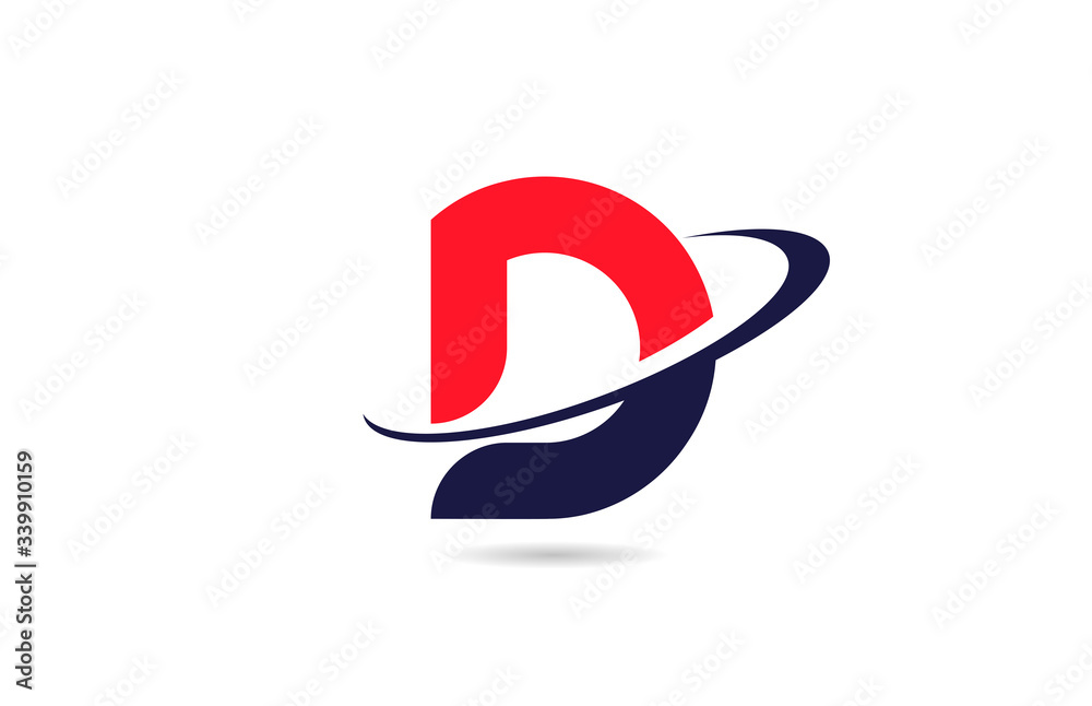 D alphabet letter logo icon design in red blue color with swoosh for business and company D alphabet letter logo icon design in red blue color with swoosh for business and company