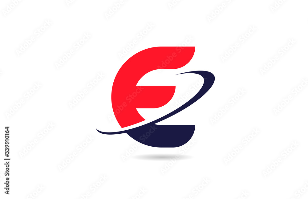 E alphabet letter logo icon design in red blue color with swoosh for business and company E alphabet letter logo icon design in red blue color with swoosh for business and company