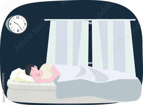 A man sleep more early for having enough sleep