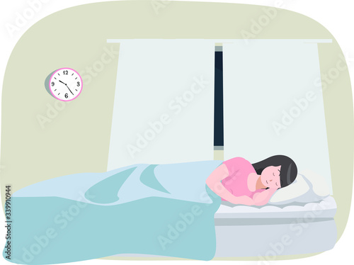 A woman sleep more early for having enough sleep