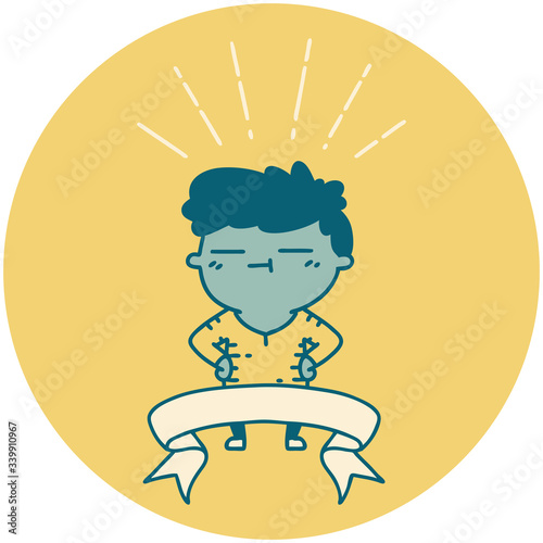 icon of tattoo style happy man