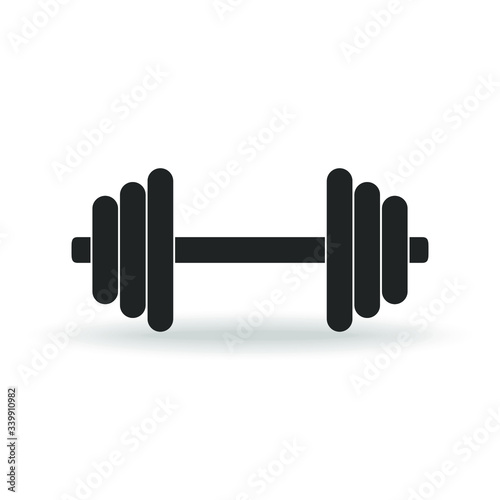 Dumbbell graphic icon. Dumbbell sign isolated on white background. Gym symbol. Vector illustration