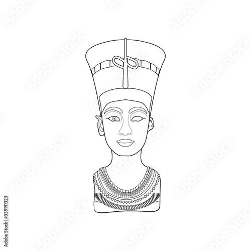 Statue of Neferu Aton Nefertiti who was an Egyptian queen. illustration for web and mobile design.