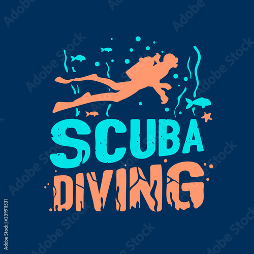 
sketch of diver print on t-shirt vector illustration