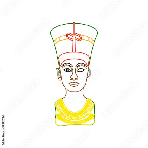 Statue of Neferu Aton Nefertiti who was an Egyptian queen. illustration for web and mobile design.