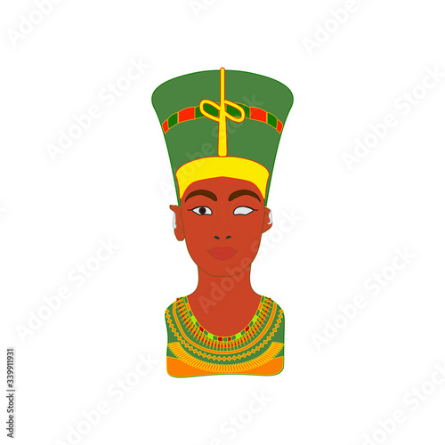 Statue of Neferu Aton Nefertiti who was an Egyptian queen. illustration for web and mobile design.
