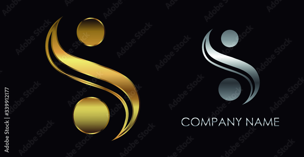 Obraz premium Gold and silver number 8 logo design.