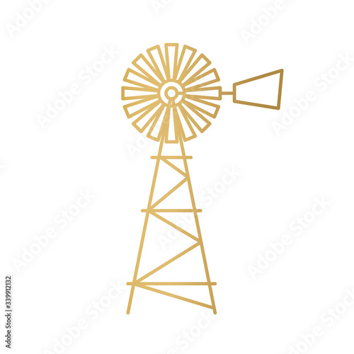 american golden retro windmill icon - vector illustration