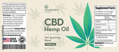 CBD Oil Bottle Label Template Design