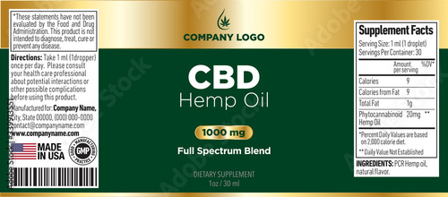 CBD Oil Bottle Label Template Design