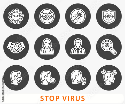 Coronavirus icons set. Vector illustration isolated.