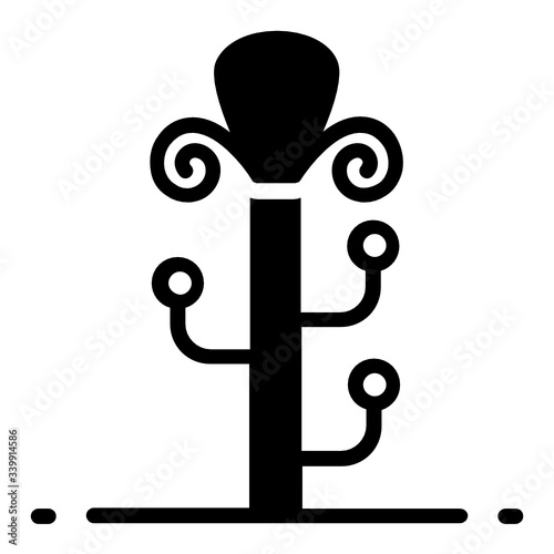 Empty Coat Stand Home and Office Vector, Tailor and Sewing Equipment on white background, Hat Stand Rack Vector Icon design Glyph 